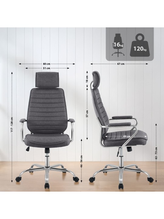 Chaise de bureau Rako tissu, gris foncé