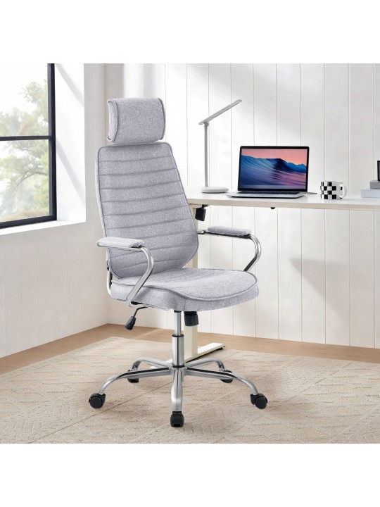 Chaise de bureau Rako tissu, gris clair
