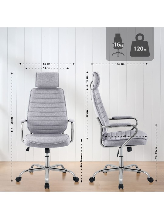 Chaise de bureau Rako tissu, gris clair