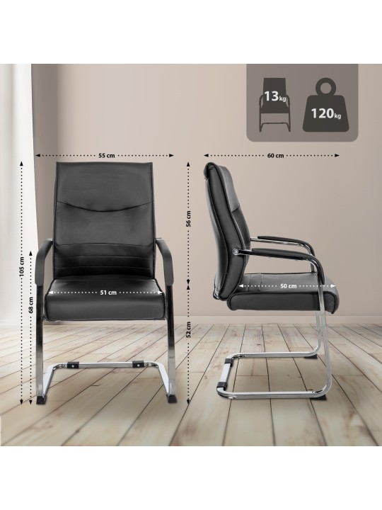 Lot de 2 chaises visiteurs Hobart, noir