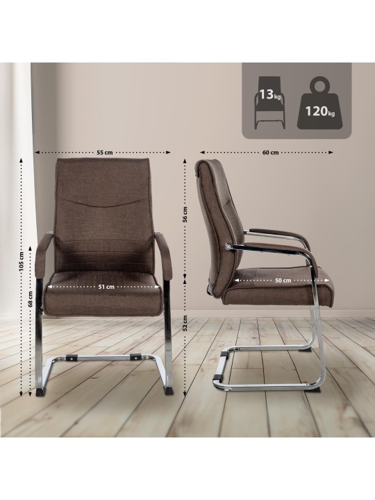 Lot de 2 chaises visiteurs Hobart tissu, brun