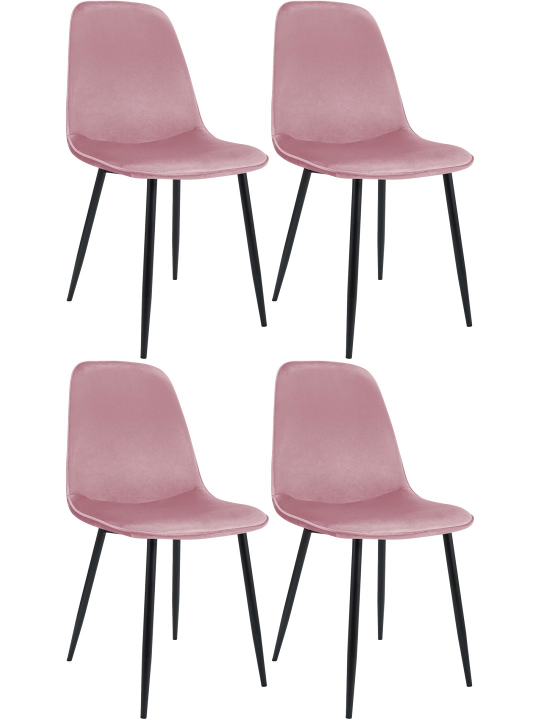 Lot de 4 chaises de salle à manger Maryam velours, rose
