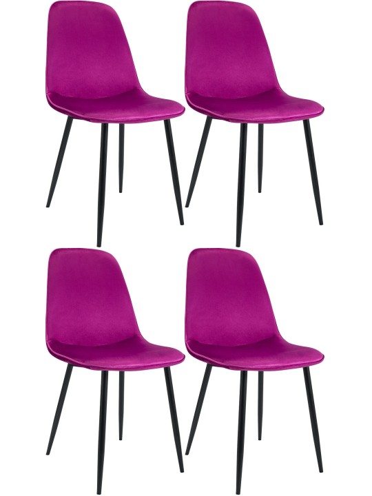 Lot de 4 chaises de salle à manger Maryam velours, lilas