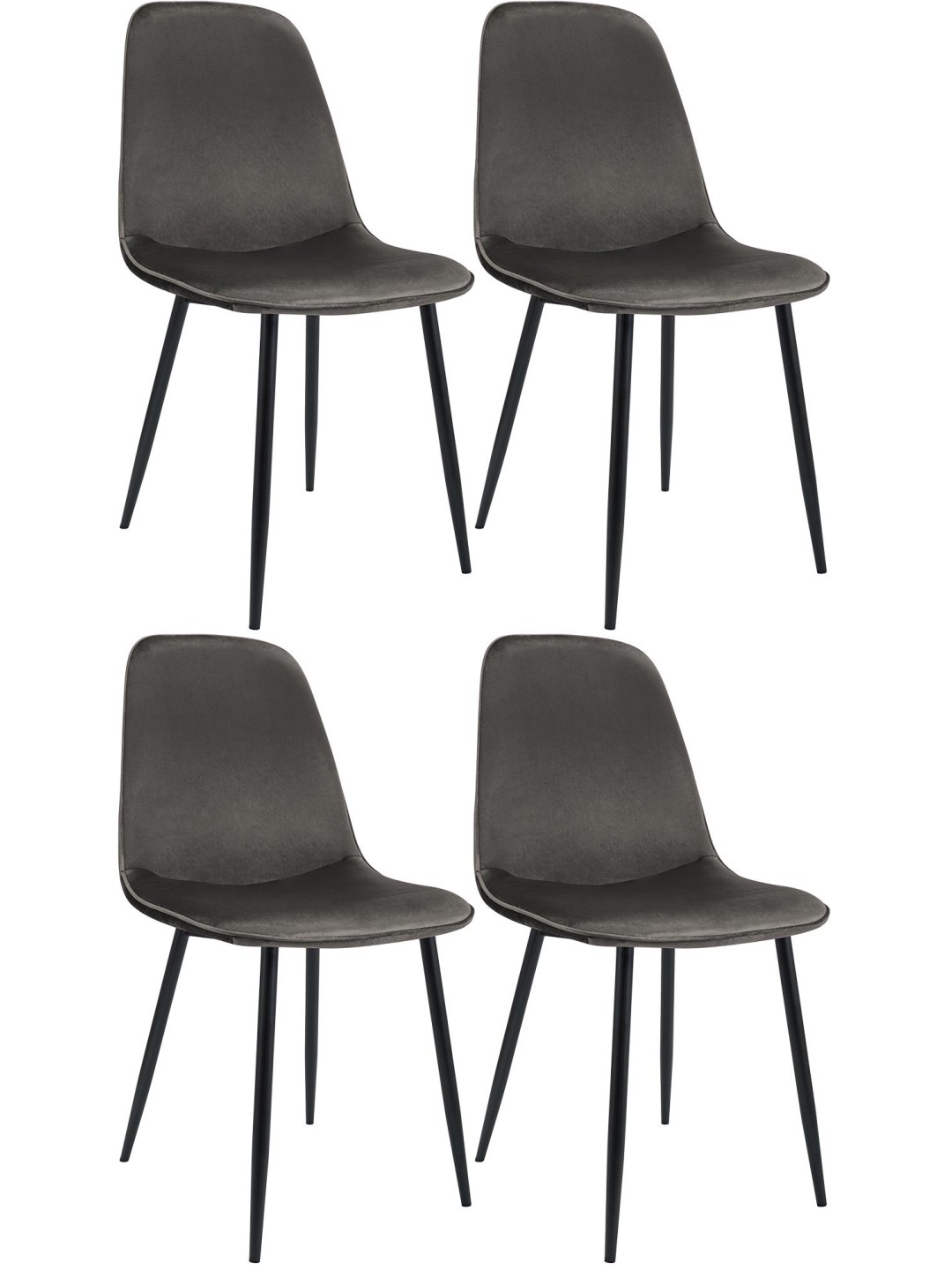 Lot de 4 chaises de salle à manger Maryam velours, anthracite