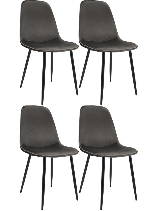 Lot de 4 chaises de salle à manger Maryam velours, anthracite Lot de 4 chaises de salle à manger Maryam velours, anthracite