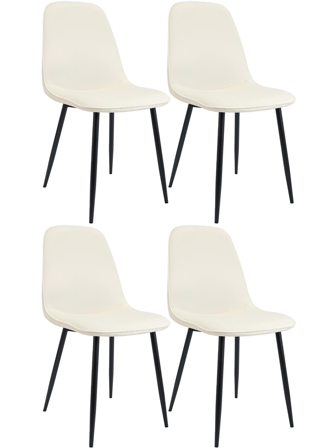 Lot de 4 chaises de salle à manger Maryam velours, crème