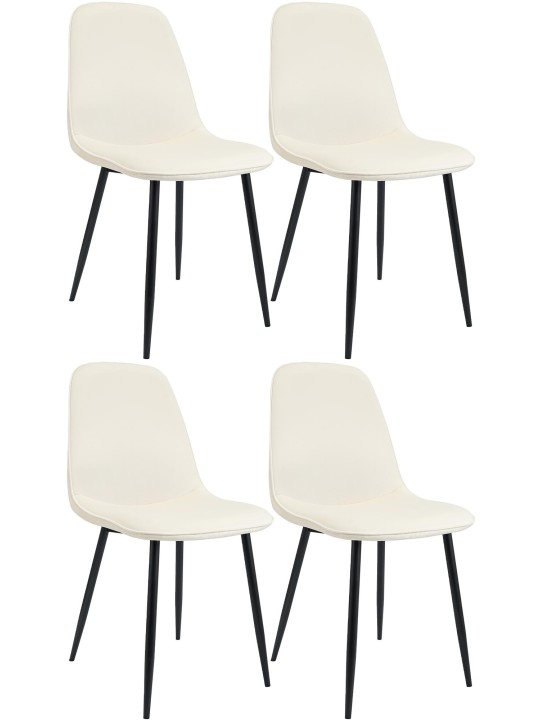 Lot de 4 chaises de salle à manger Maryam velours, crème