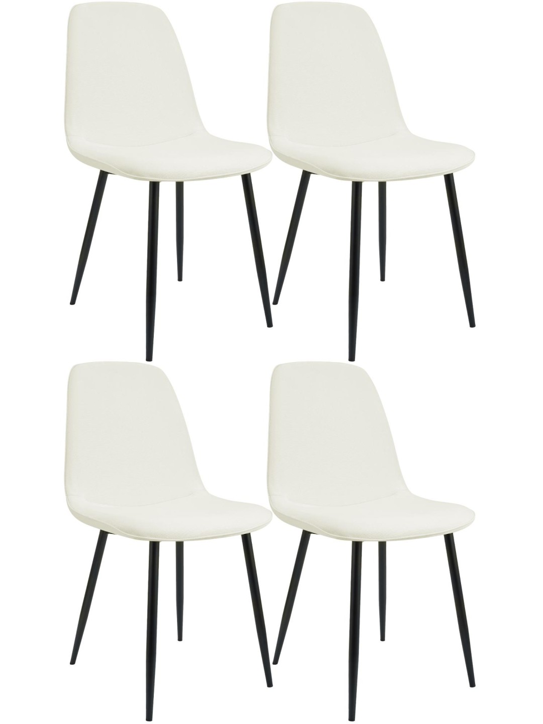 Lot de 4 chaises de salle à manger Maryam tissu, crème