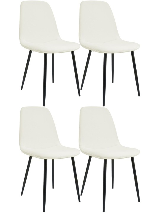 Lot de 4 chaises de salle à manger Maryam tissu, crème