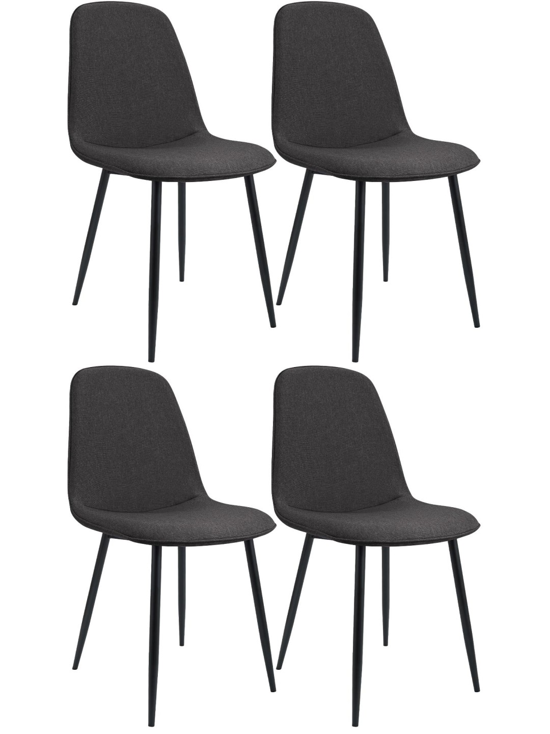 Lot de 4 chaises de salle à manger Maryam tissu, gris foncé