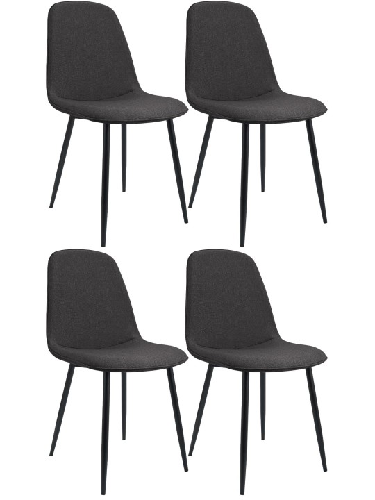 Lot de 4 chaises de salle à manger Maryam tissu, gris foncé