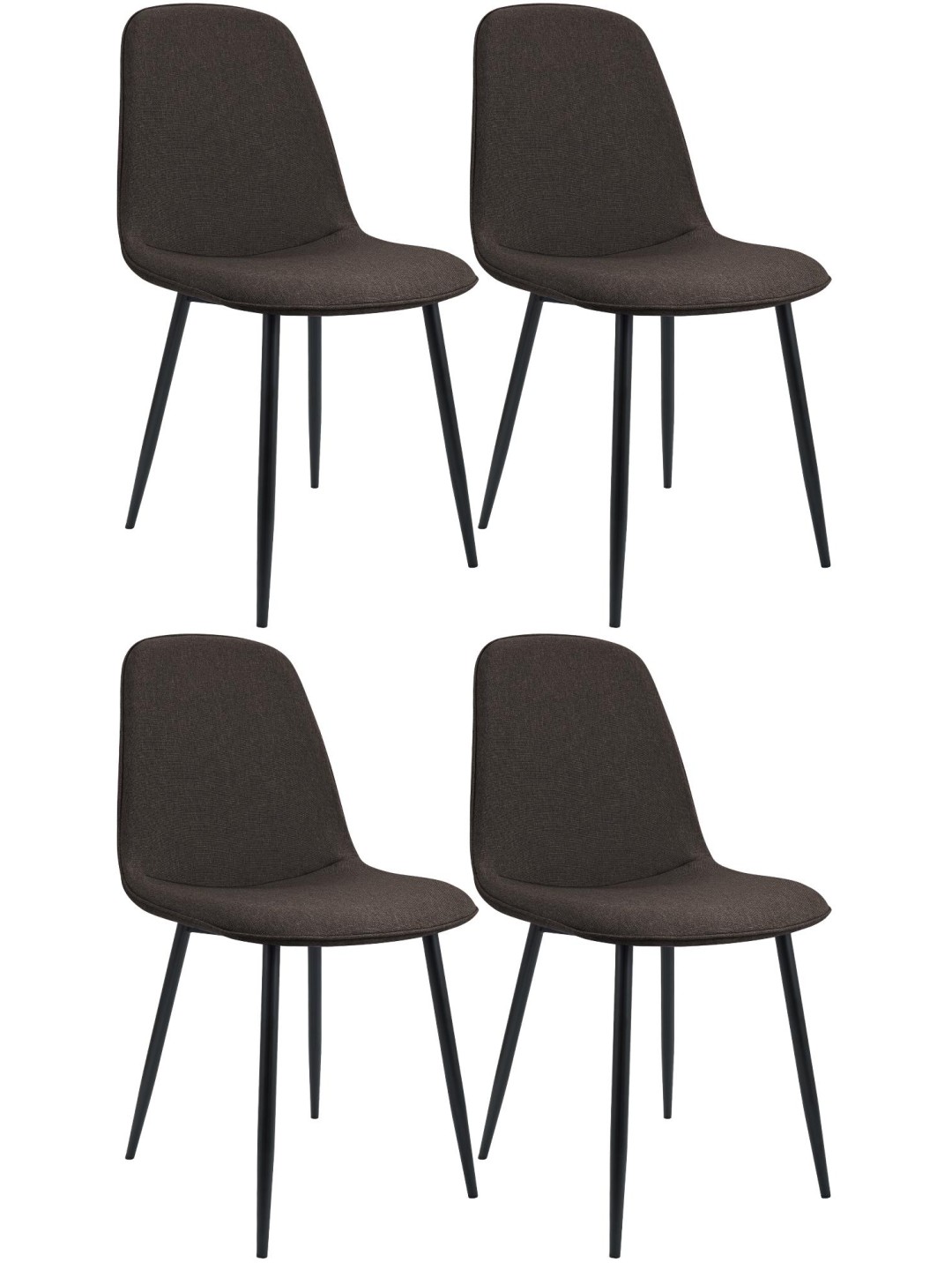 Lot de 4 chaises de salle à manger Maryam tissu, brun