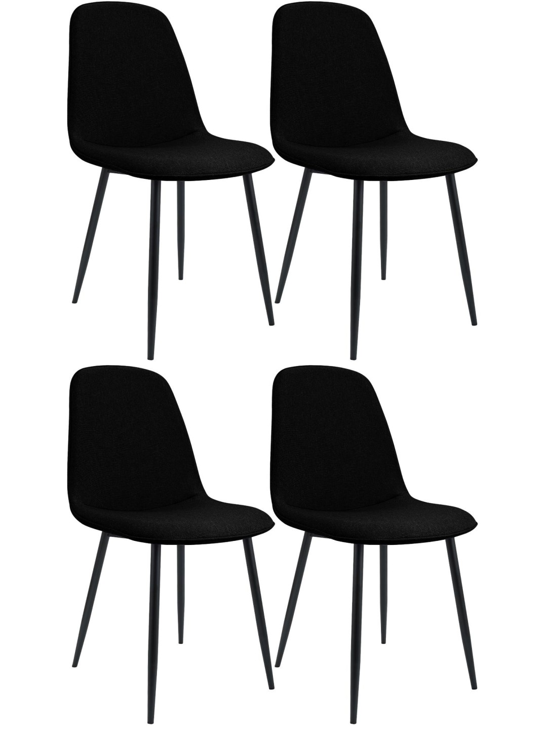Lot de 4 chaises de salle à manger Maryam tissu, noir