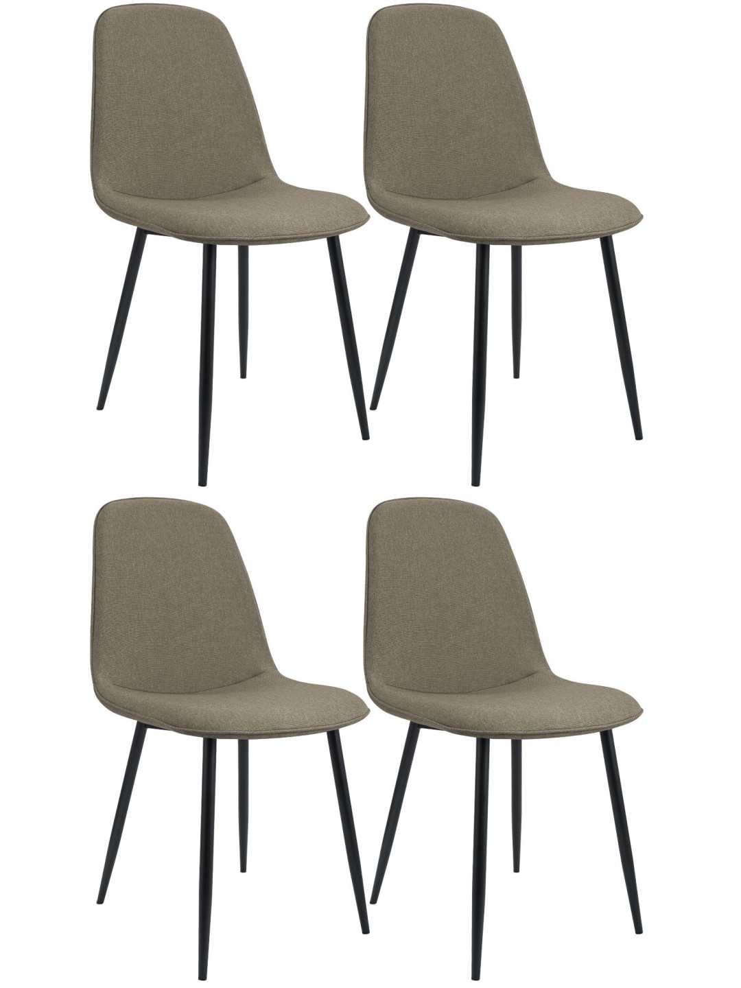 Lot de 4 chaises de salle à manger Maryam tissu, taupe