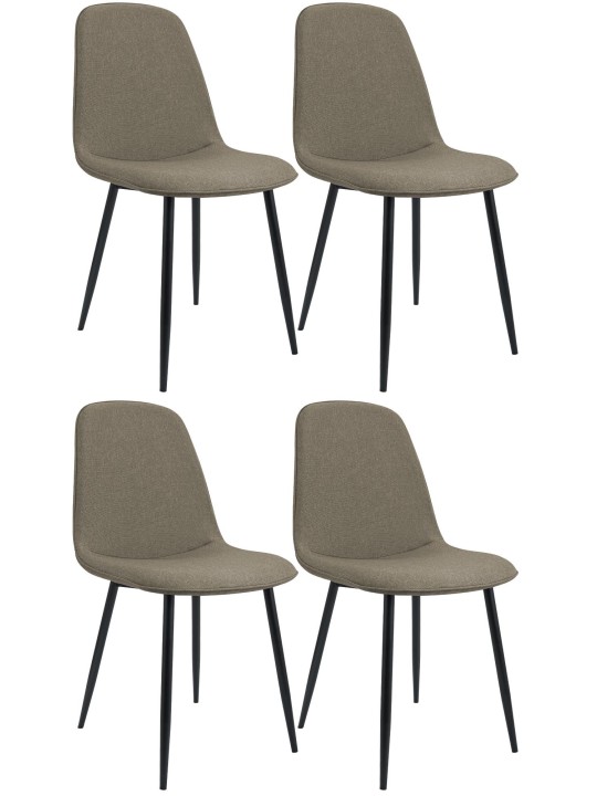 Lot de 4 chaises de salle à manger Maryam tissu, taupe