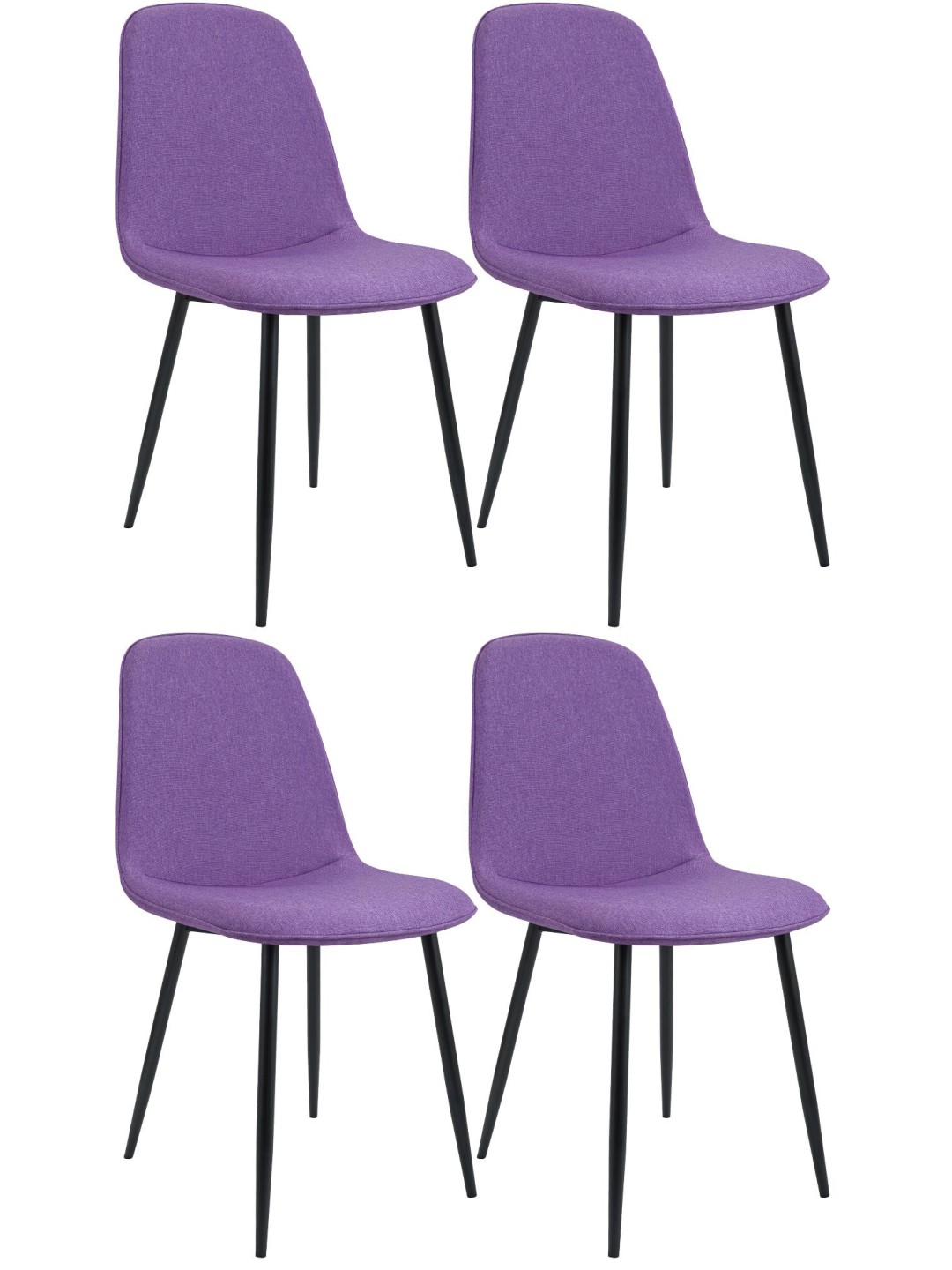 Lot de 4 chaises de salle à manger Maryam tissu, lilas