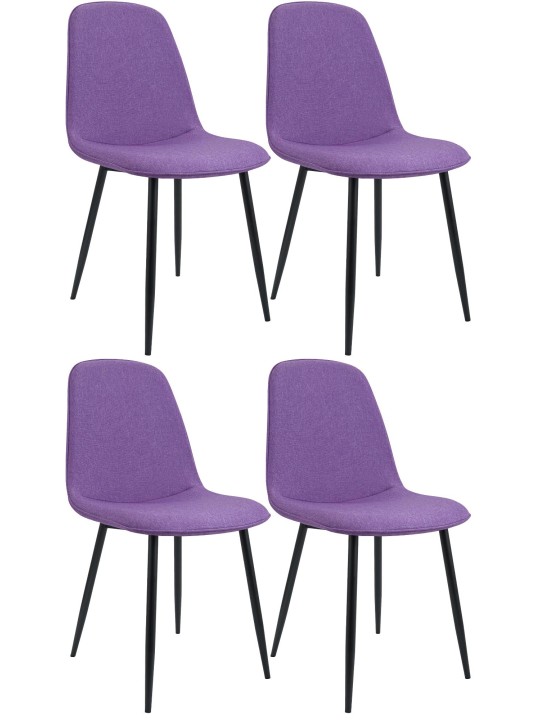 Lot de 4 chaises de salle à manger Maryam tissu, lilas