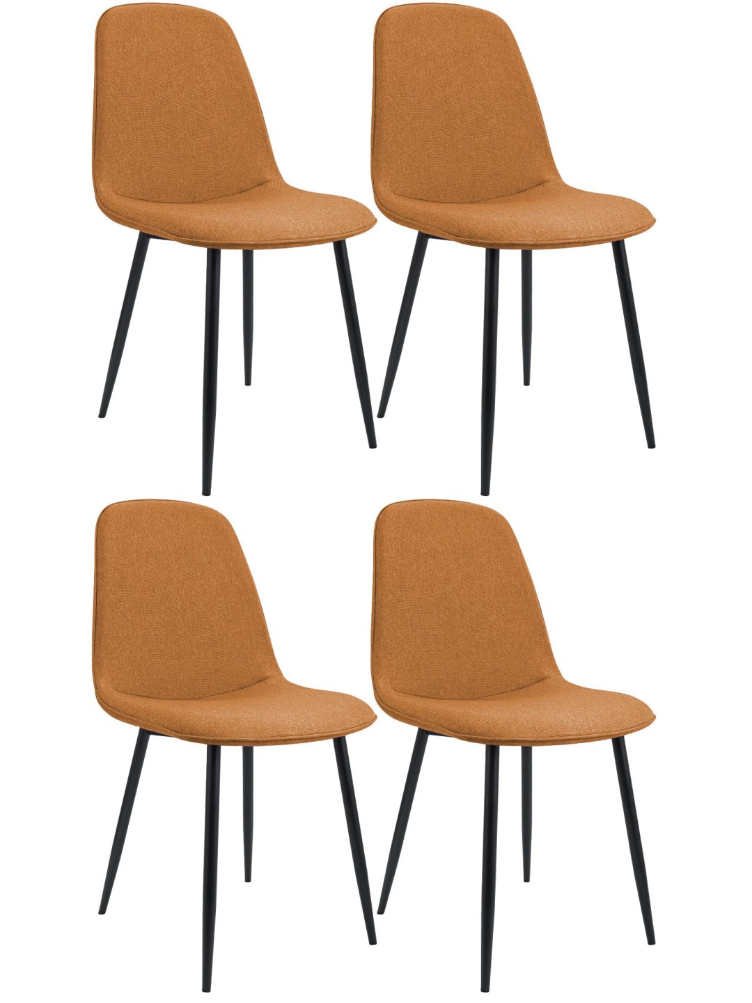 Lot de 4 chaises de salle à manger Maryam tissu, orange