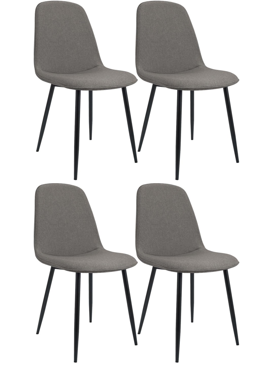 Lot de 4 chaises de salle à manger Maryam tissu, gris clair