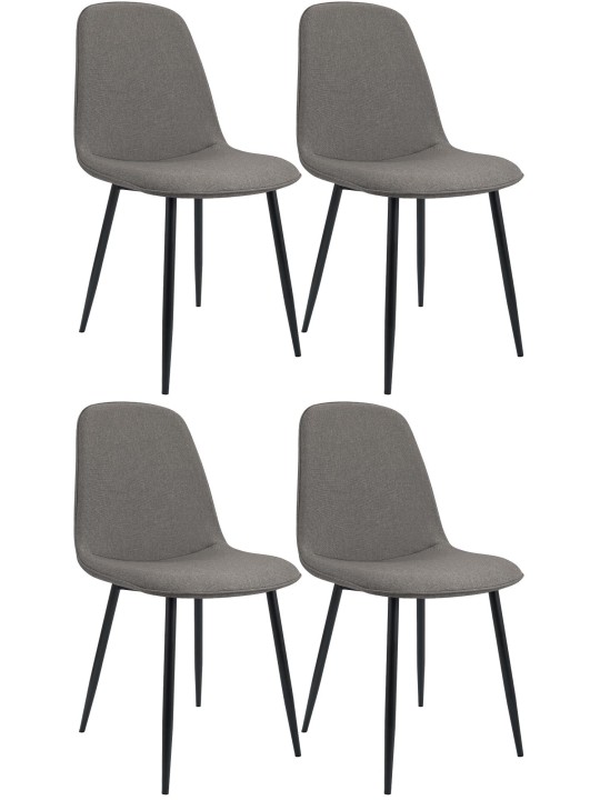 Lot de 4 chaises de salle à manger Maryam tissu, gris clair