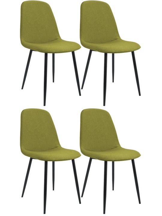 Lot de 4 chaises de salle à manger Maryam tissu, vert
