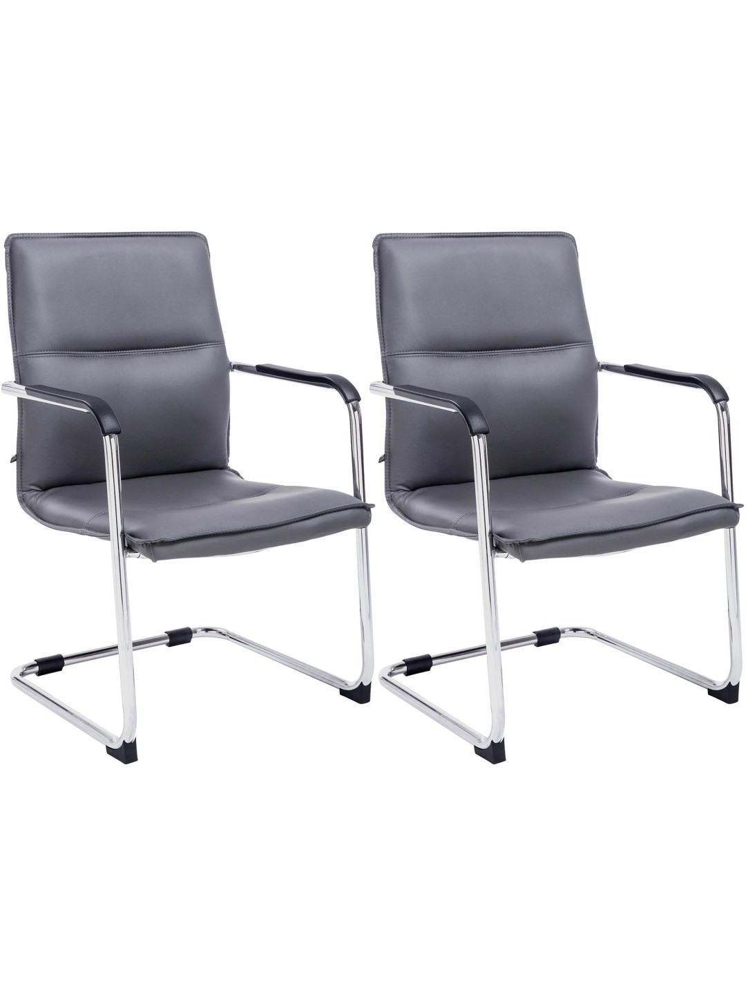 Lot de 2 chaises visiteurs Seattle, gris