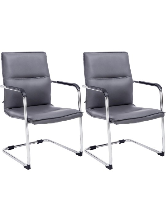 Lot de 2 chaises visiteurs Seattle, gris