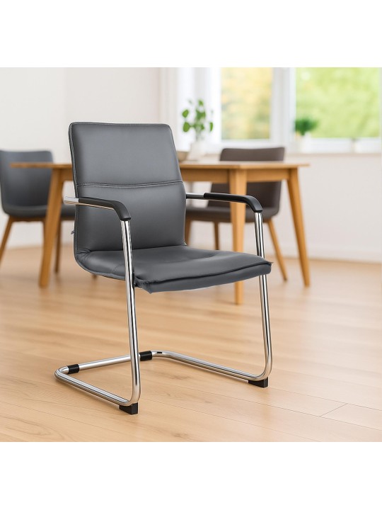 Lot de 2 chaises visiteurs Seattle, gris