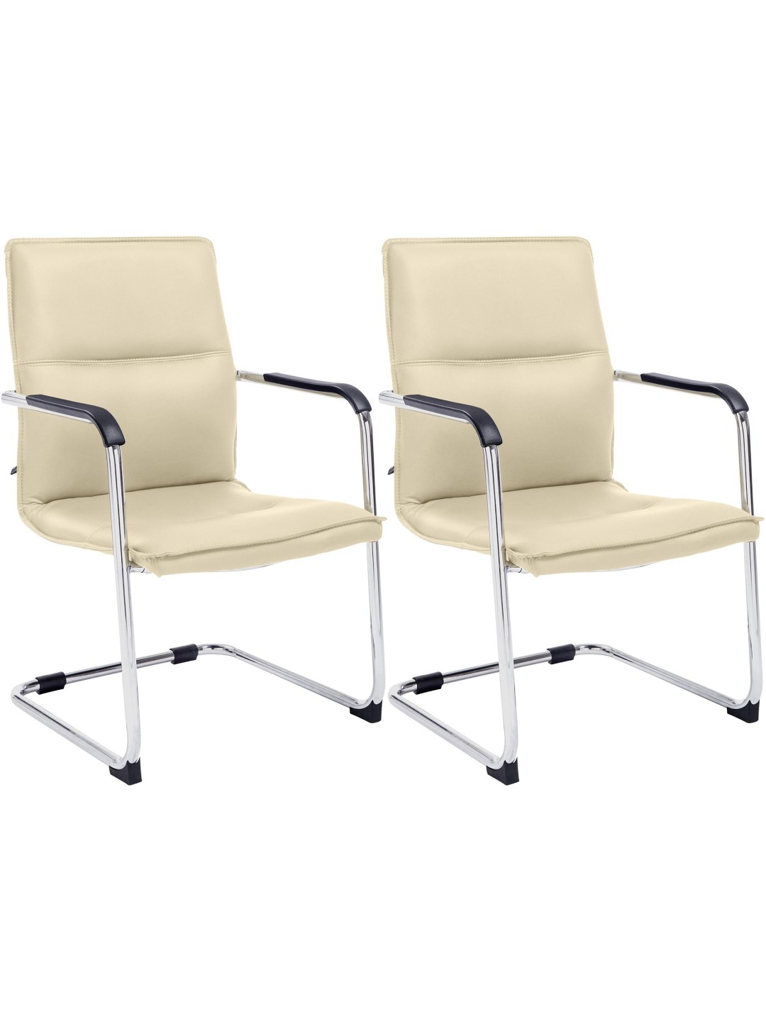 Lot de 2 chaises visiteurs Seattle, crème