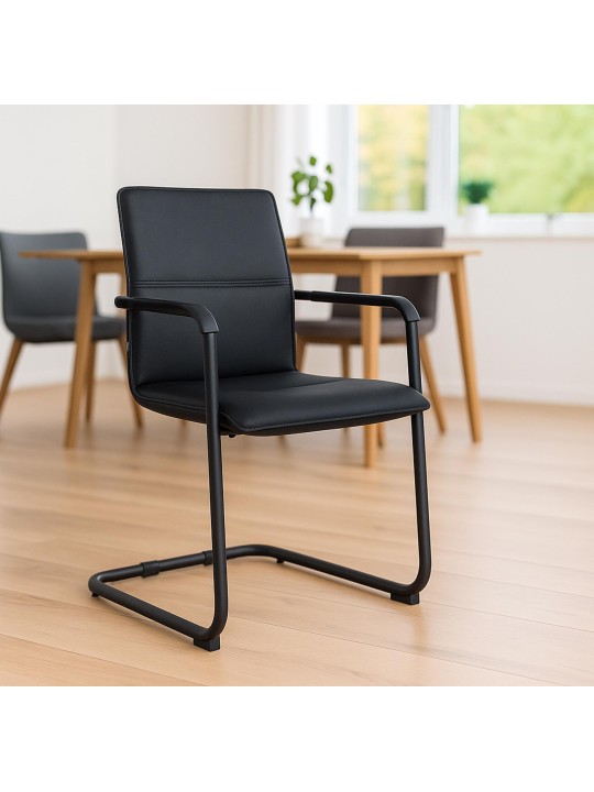 Lot de 2 chaises visiteurs Seattle, noir/noir Lot de 2 chaises visiteurs Seattle, noir/noir