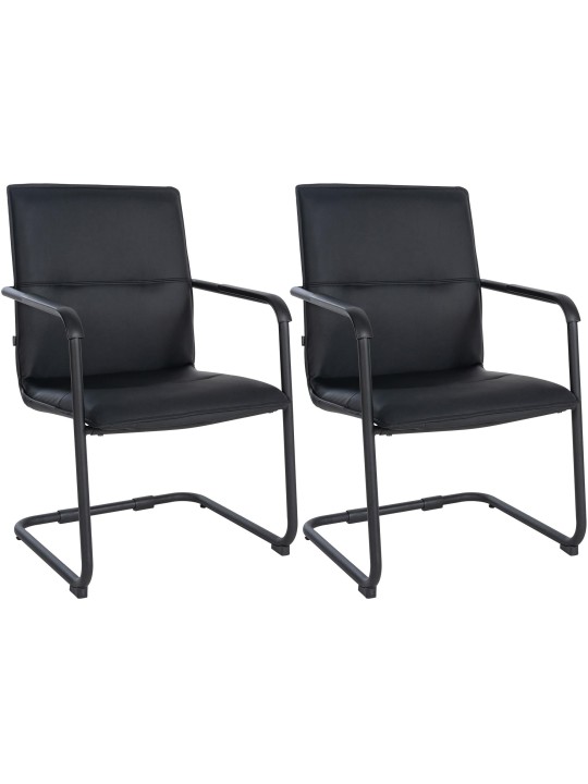 Lot de 2 chaises visiteurs Seattle, noir/noir Lot de 2 chaises visiteurs Seattle, noir/noir