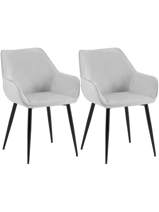 Lot de 2 chaises de salle à manger Luena velours, gris clair Lot de 2 chaises de salle à manger Luena velours, gris clair