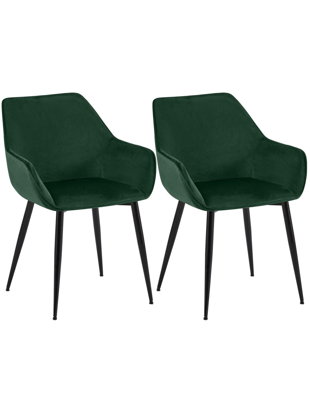Lot de 2 chaises de salle à manger Luena velours, vert