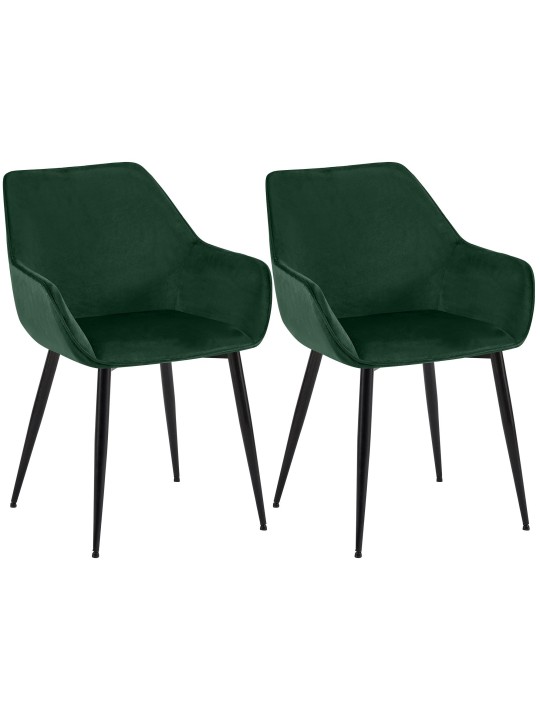 Lot de 2 chaises de salle à manger Luena velours, vert