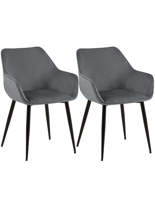 Lot de 2 chaises de salle à manger Luena velours, gris foncé Lot de 2 chaises de salle à manger Luena velours, gris foncé