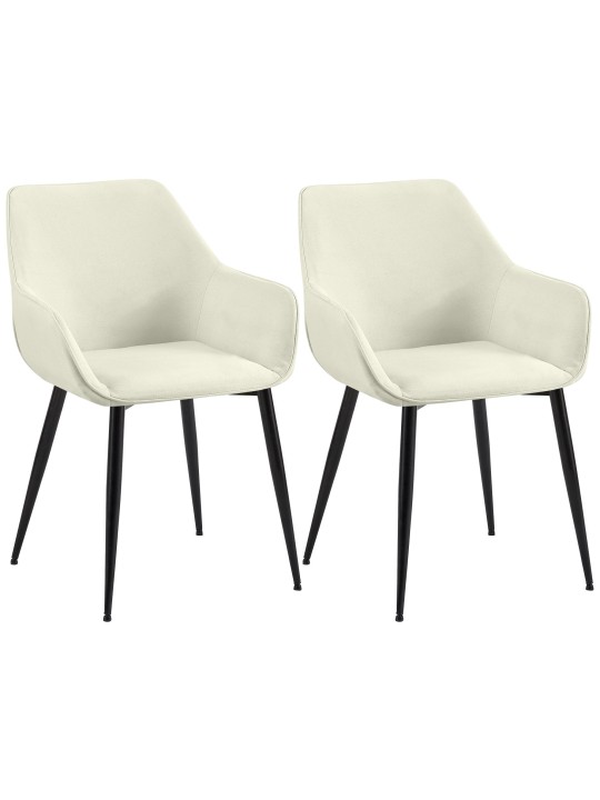 Lot de 2 chaises de salle à manger Luena tissu, crème