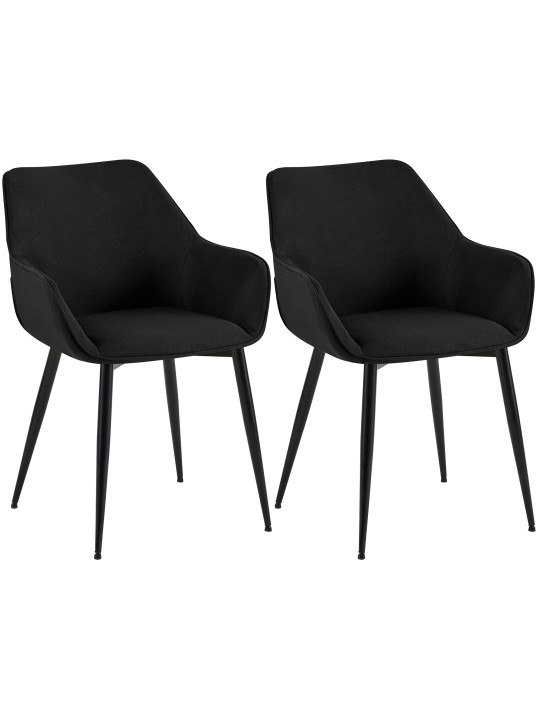 Lot de 2 chaises de salle à manger Luena tissu, noir Lot de 2 chaises de salle à manger Luena tissu, noir