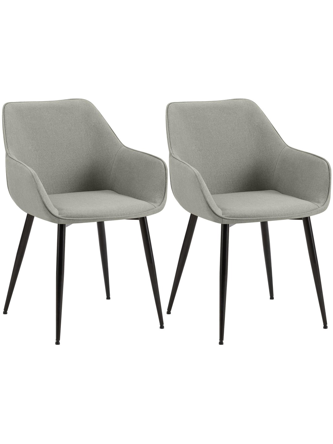 Lot de 2 chaises de salle à manger Luena tissu, gris clair