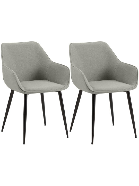 Lot de 2 chaises de salle à manger Luena tissu, gris clair