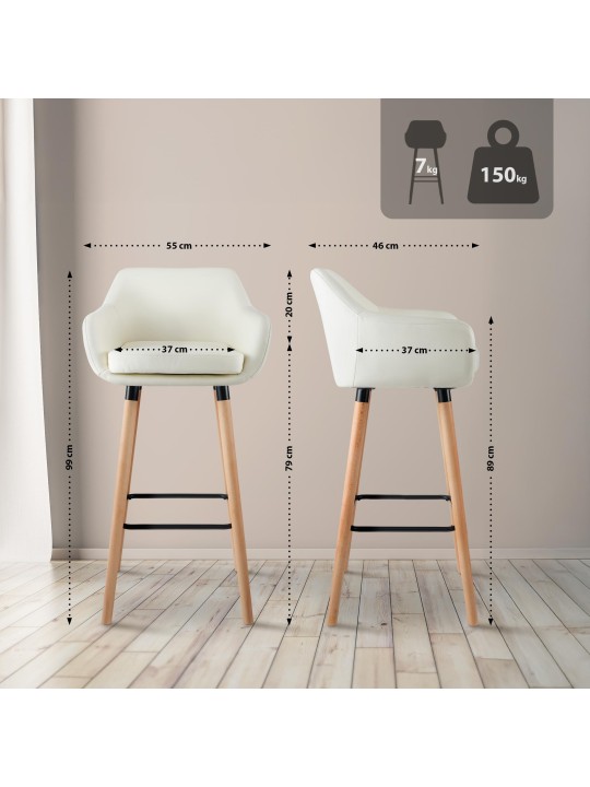Tabouret de bar Grant simili cuir, crème Tabouret de bar Grant simili cuir, crème