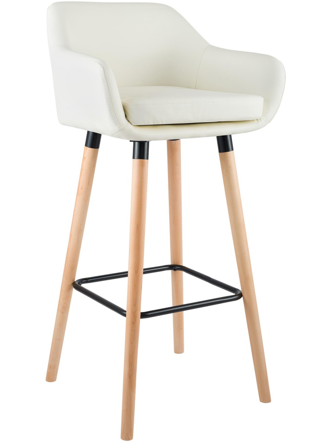 Tabouret de bar Grant simili cuir, crème