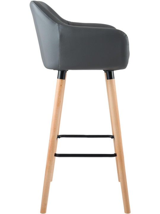 Tabouret de bar Grant simili cuir, gris