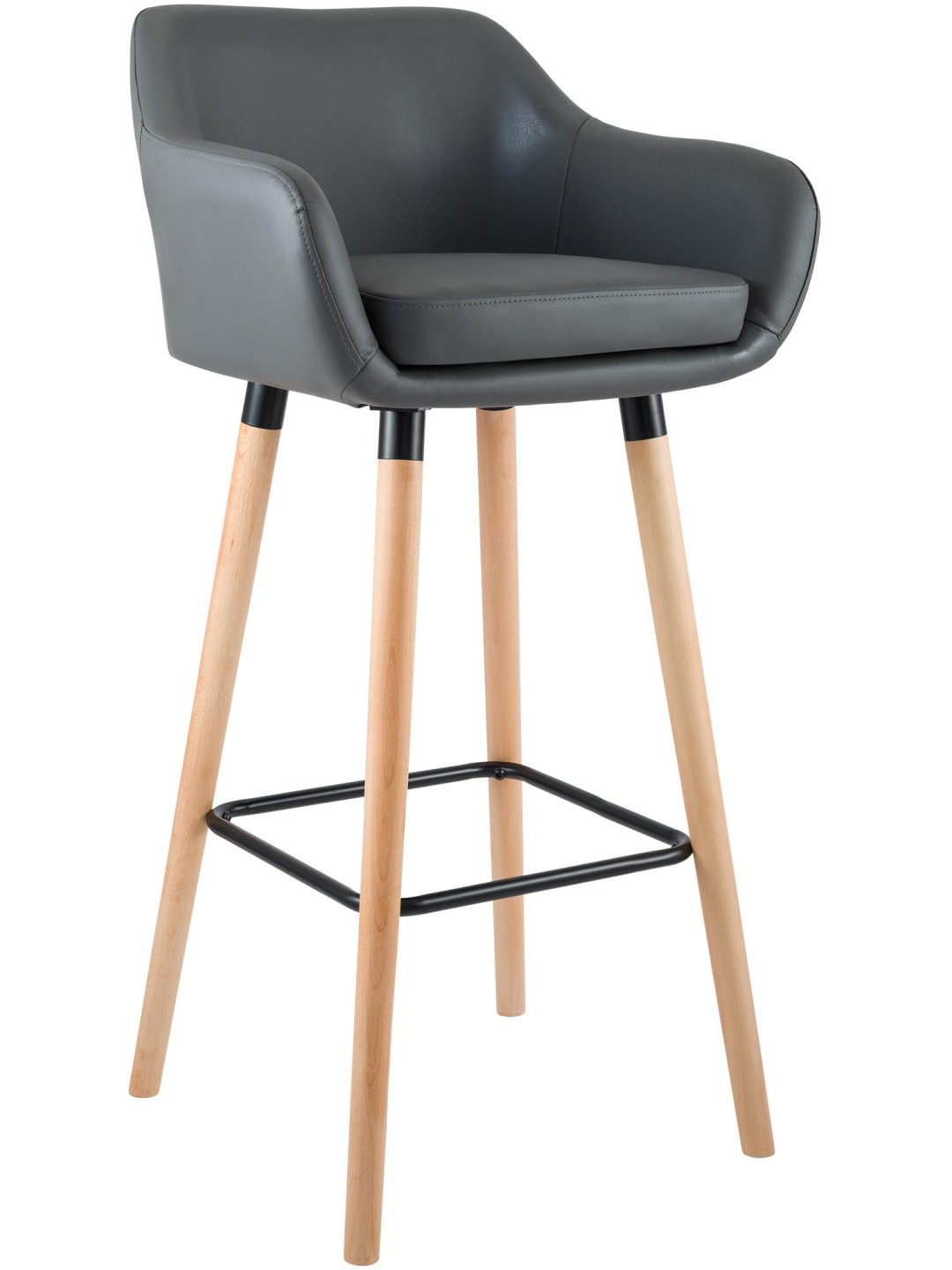 Tabouret de bar Grant simili cuir, gris