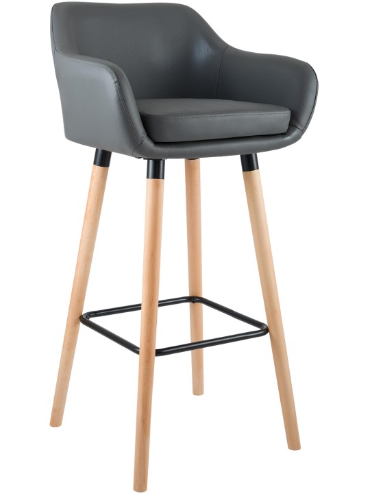 Tabouret de bar Grant simili cuir, gris
