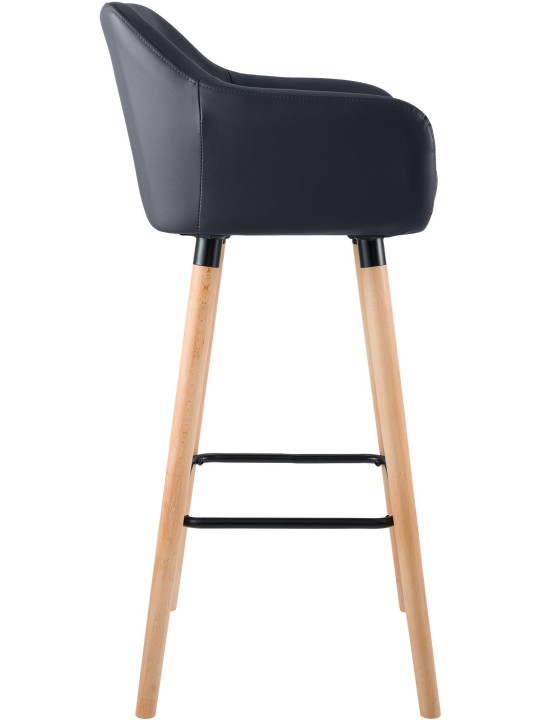 Tabouret de bar Grant simili cuir, noir