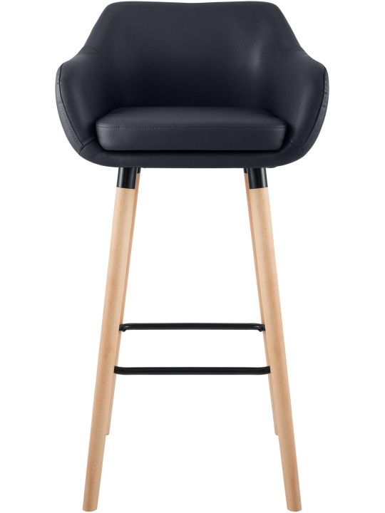 Tabouret de bar Grant simili cuir, noir