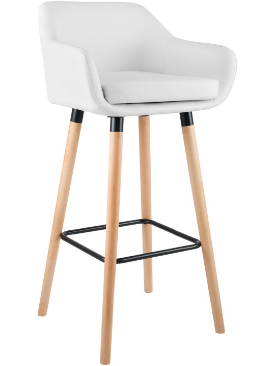 Tabouret de bar Grant simili cuir, blanc