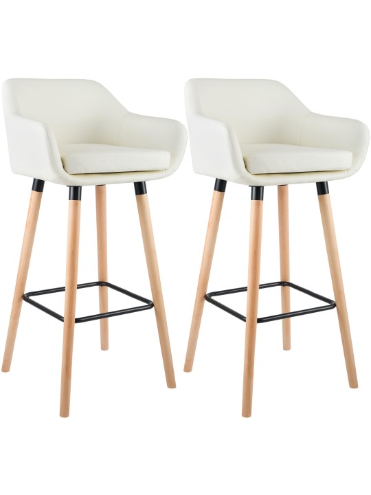 Lot de 2 tabourets de bar Grant simili cuir, crème