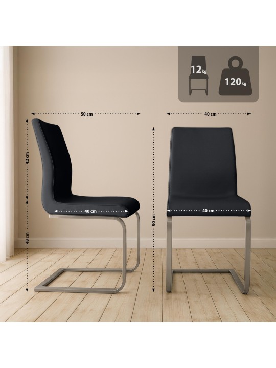 Lot de 2 chaises de salle à manger Belfort, noir