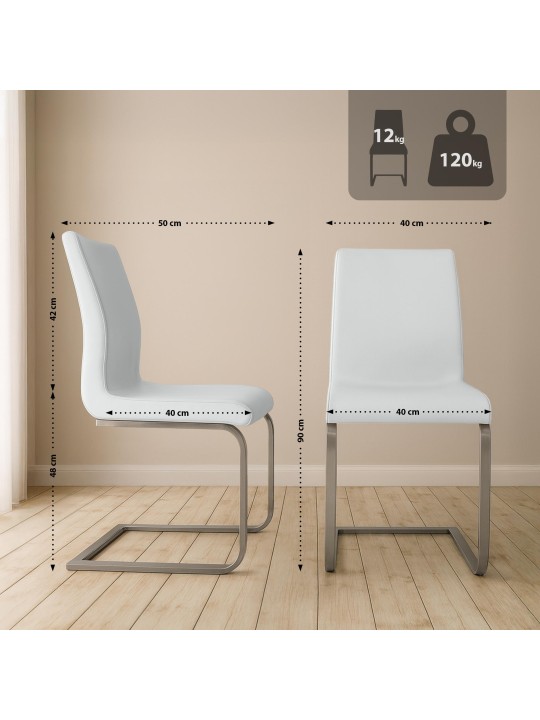 Lot de 2 chaises de salle à manger Belfort, blanc